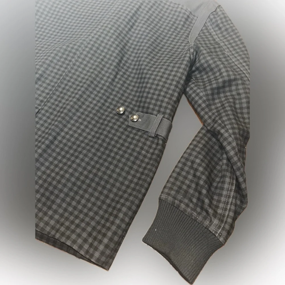 Live Mechanics Canvas Checked Plaid Gray Streetwear Moto Grunge Stud Coat 2XL